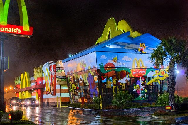 McDonald's store shaped like a giant Happy Meal box in Dallas, Texas.
